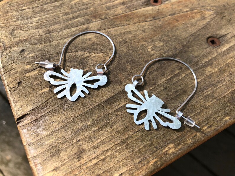 Bee earrings, SMALL bee hoop earrings, insect jewelry image 7