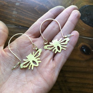 Bee earrings, SMALL bee hoop earrings, insect jewelry image 8
