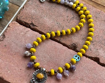 Sunflower Peace Necklace