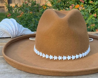 Mother Of Pearl Star Hat Band: Celestial Vegan Suede Cord