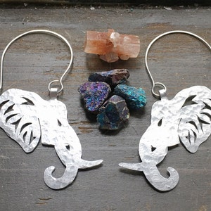 Elephant hoop earrings, elephant head hoop earrings, anti poaching collection