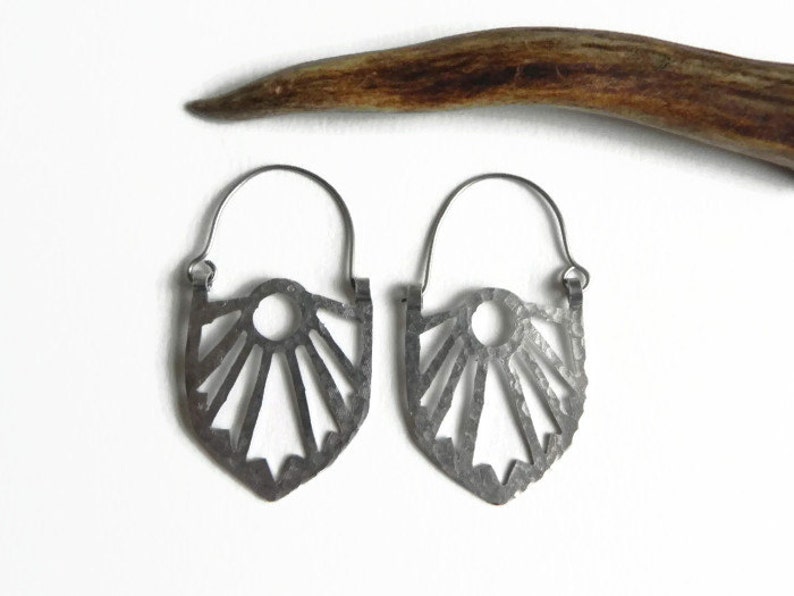 Art Deco hoop earrings, Art Deco statement earrings image 5