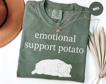 Funny English Bulldog Shirt, Emotional Support Potato Tee, Bulldog Lover T-Shirt, Dog Mom Gift, English Bulldog Graphic Tee, Lazy Dog Humor