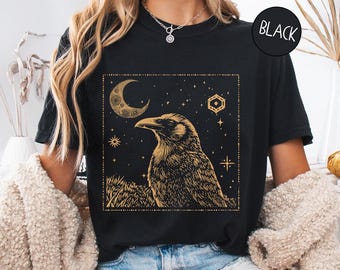 Crow Shirt, Comfort Colors Shirt, Dark Academia Shirt, Crow Tshirt, Pastel Goth Graphic Tee, Edgar Allen Poe, Goth Clothes, goblincore shirt