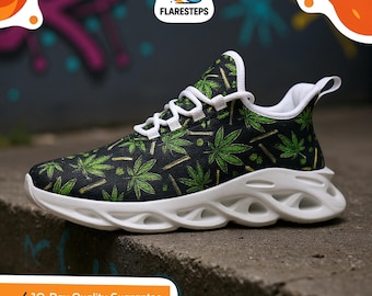 Cannabis Print Mesh Sneakers – Festival Streetwear Shoes