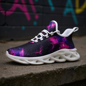 Nebula Print Mesh Knit Sneakers – Cosmic Galaxy Streetwear