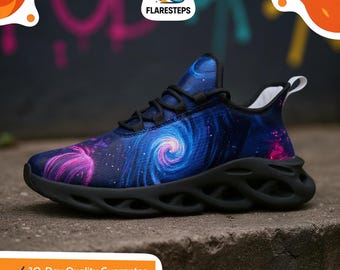 Space Shoes – Pulsar print, edgy unisex mesh sneakers for cosmic style, perfect for futuristic urban wear and interstellar adventures