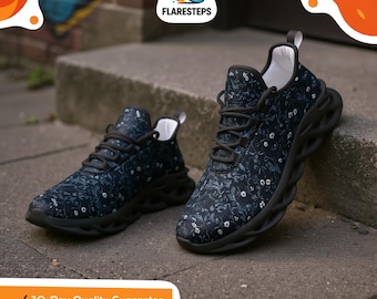 Gothic Mesh Sneakers – Brambles Print Dark Floral Streetwear