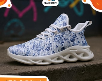 Wedding Shoes – Pearl print, Women's mesh sneakers with floral lace design, elegant for formal events
