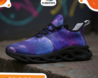 Nebula Print Mesh Sneakers - Cosmic Streetwear