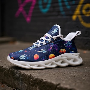 Space Print Mesh Knit Sneakers – Lightweight Unisex Streetwear