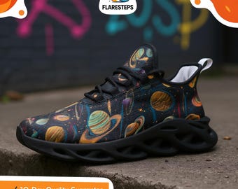 Astral Print Mesh Sneakers – Unisex Galaxy Cosmic Streetwear