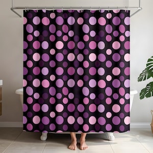 Purple Polka Dot Shower Curtain With Scattered Oval Dots – Eclectic Home Decor