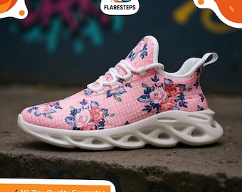 Bridal Sneakers – Tender print, Women's mesh sneakers for a dreamy, artistic bridal style, perfect for elegant statement wear