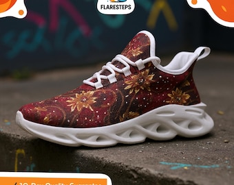 Indian Wedding Shoes – Royal print, Women's artistic mesh sneakers for vibrant, cultural style and unique festival wear