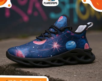 Comet Print Mesh Sneakers – Retro-Futuristic Festival Shoes