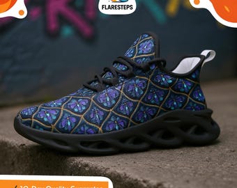 Gothic Cathedral Print Mesh Sneakers – Artistic Streetwear