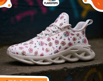 Bridal Sneakers – Graceful print, Women's romantic mesh sneakers, dreamy wedding elegance, perfect for effortless bridal style