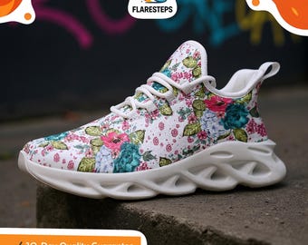 Bridal Sneakers – Radiant print, Women's mesh shoes with floral elegance, perfect for dreamy wedding fashion