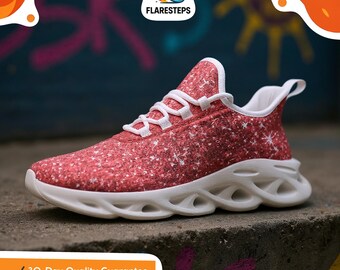 Bridal Sneakers – Glowing print, Women's breathable mesh shoes, vibrant sparkle style for festive wedding elegance