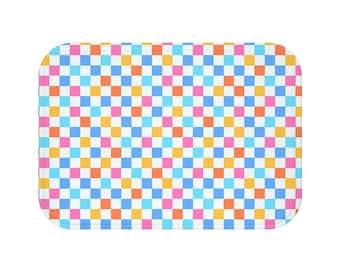 de bain à carreaux colorés en losanges | Tapis de salle de bain géométrique pastel
