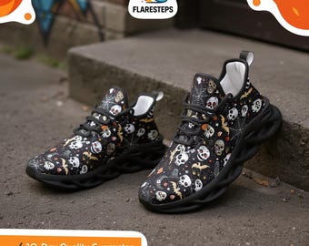 Halloween Sneakers – Shriek Print Cartoon Mesh Shoes