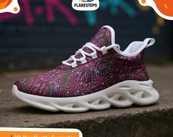 Indian Wedding Shoes – Majestic print, Women's artistic mesh sneakers, vibrant festival fashion, luxurious urban style