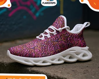 Indian Wedding Shoes – Festive print, Women's artistic mesh sneakers, vibrant baroque style for cultural streetwear