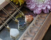 Tiny Pentagon Druzy Necklace/ Druzy Stone Necklace/ Delicate Druzy Gemstone Necklace/ Gift For Her/ Sparkly Glitter Druzy Pendant Necklace
