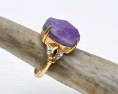 Amethyst Gemstoen Ring, Gold Statement Ring (RSA12)
