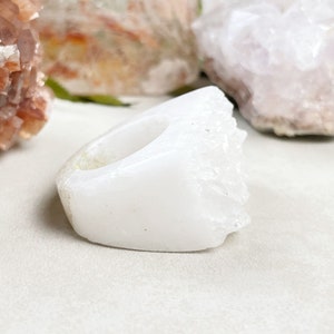 Clear Crystal Quartz Cluster Carved Ring- Size 4.75 (EPJ-RCGA13-52)