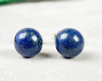 Silver 8mm Lapis Lazuli Orb Stud Earrings (EPJ-ERBA10-LL)