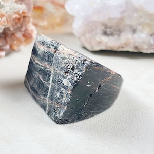 Tourmaline with Hematite Rough Carved Ring -Size 5 (EPJ-RCGA17-25)