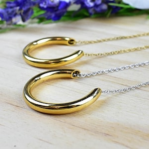 Brass Tube Pendant Necklace: Silver or Gold Layering Necklace