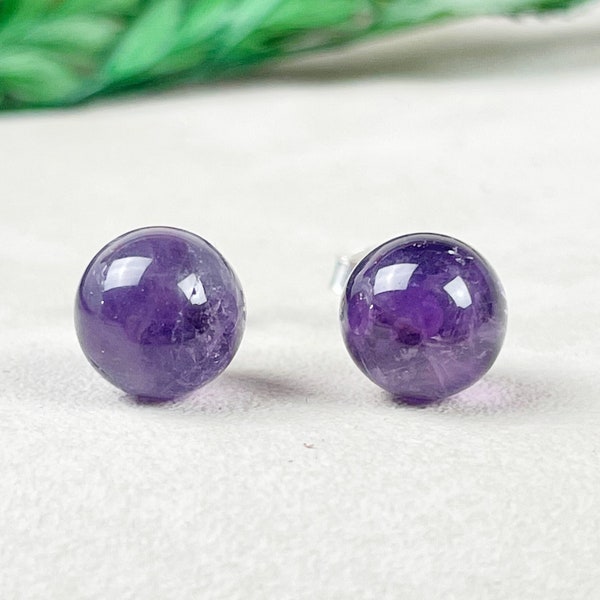 Silver 8mm Amethyst Orb Stud Earrings (EPJ-ERBA10-AM)