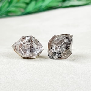Raw Herkimer Diamond Stud 925 Silver Earrings (EPJ-ESF12)