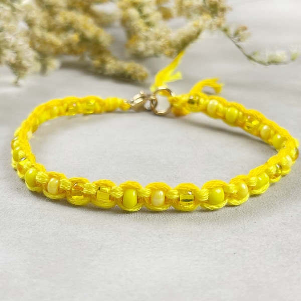 Tyro Bracelet/// Yellow Macrame Seed Bead Bracelet (EPJ-MMBB11-YW)