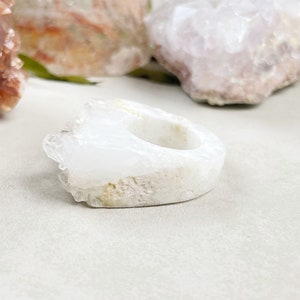 Clear Crystal Quartz Cluster Carved Ring- Size 4.75 (EPJ-RCGA13-43)