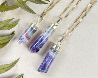 Gold Cylinder Amethyst Necklace (EPJ-N24A21)