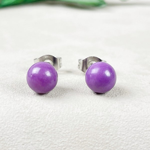 Silver 8mm Sugilite Orb Stud Earrings (EPJ-ERBA13-SU)