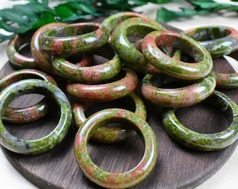 Unakite Gemstone Ring: Natural Stone Band (6mm-8mm)