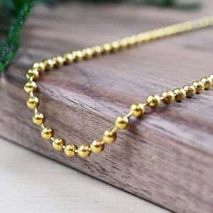 Gold Stainless Steel Ball Chain Choker Necklace, Gold Chain Choker, Statement Necklace (EPJ-N208CAA15)