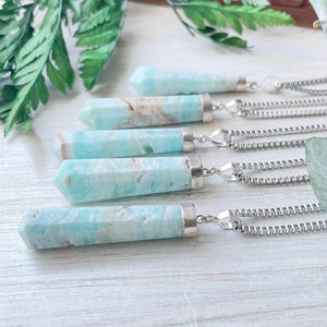 LUXE COLLECTION: Kalcyt// Silver Caribbean Calcite Drop Necklace (EPJ-NAWF20)