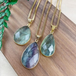 Faceted Fluorite Teardrop Necklace (EPJ-NAWA35)