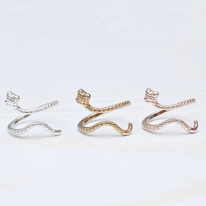 Snake Ring, Simple Delicate Adjustable Ring, Silver Gold Rose Gold Ring (RMS10)