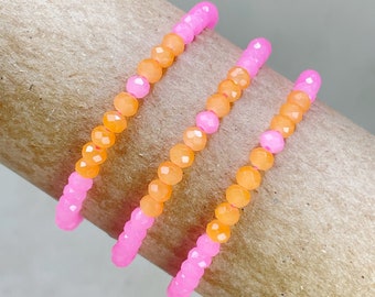 Mia// Pulsera delicada con cuentas de cristal de pomelo rosa (EPJ-BSBA11-PG)