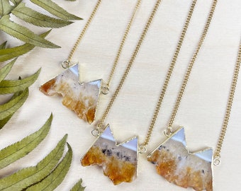 Gold Citrine Golden Amethyst Slice Mountain Layering Necklace (EPJ-N24A64)