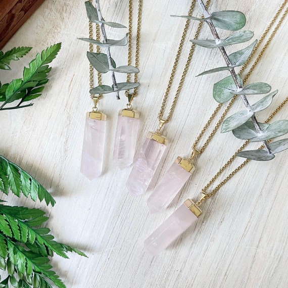 Rose Quartz Hexagon Point Necklace (EPJ-NAWG16)