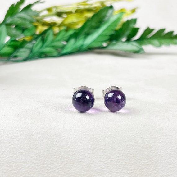 Silver 6mm Amethyst Orb Stud Earrings (EPJ-ERBA13-AM)