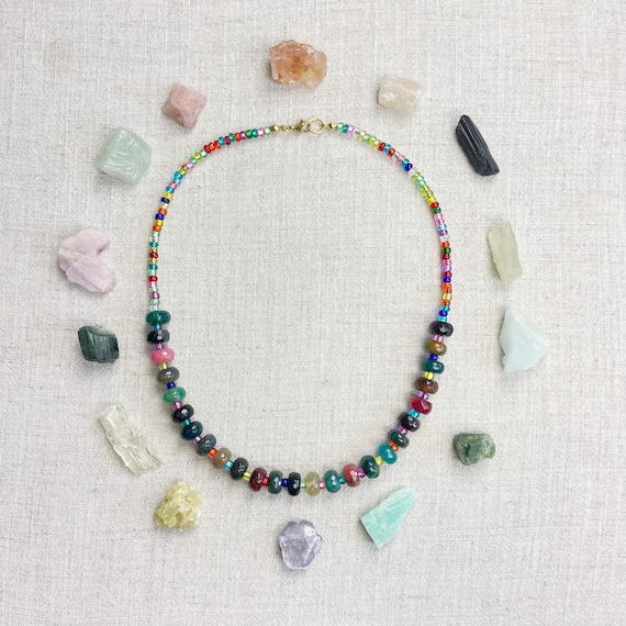 Spectra/// Rainbow Agate Chunky Beaded Layering Necklace (EPJ-NSB54)